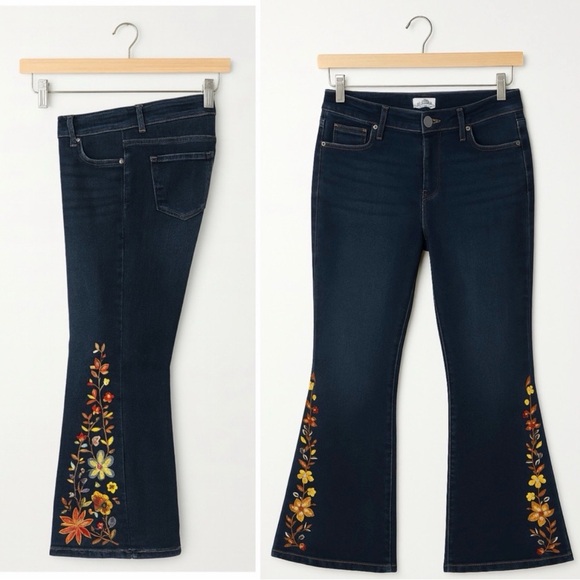 Blue Savvy Denim - Floral Embroidered Jeans-BOHO/Blue Savvy